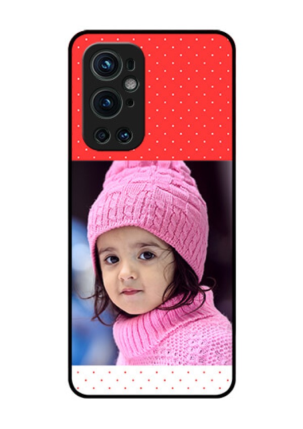 Oneplus 9 Pro 5G Photo Printing on Glass Case - Red Pattern Design