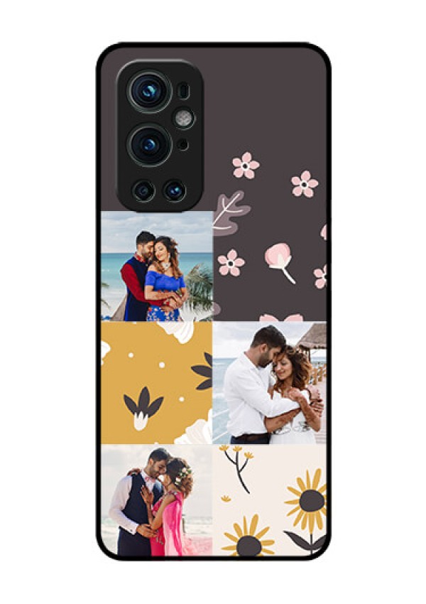 Oneplus 9 Pro 5G Photo Printing on Glass Case - 3 Images with Floral Design