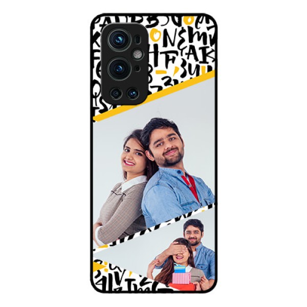 Oneplus 9 Pro 5G Custom Glass Mobile Case - Letters Pattern Design