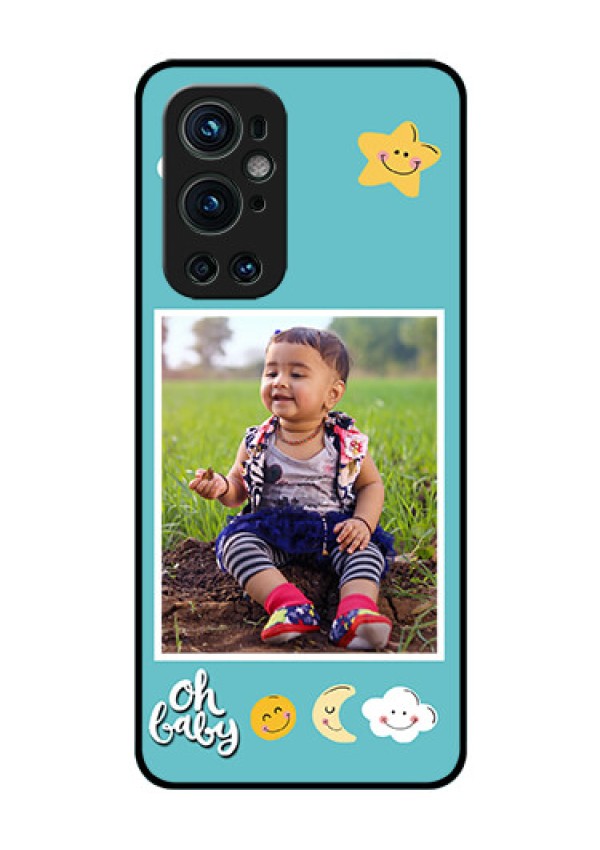 Oneplus 9 Pro 5G Personalized Glass Phone Case - Smiley Kids Stars Design