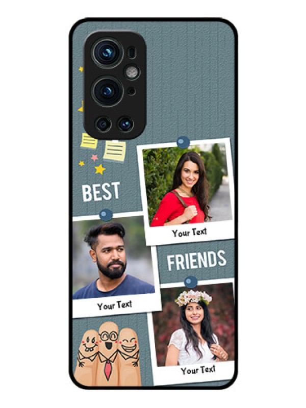 Custom Oneplus 9 Pro 5G Personalized Glass Phone Case - Sticky Frames and Friendship Design