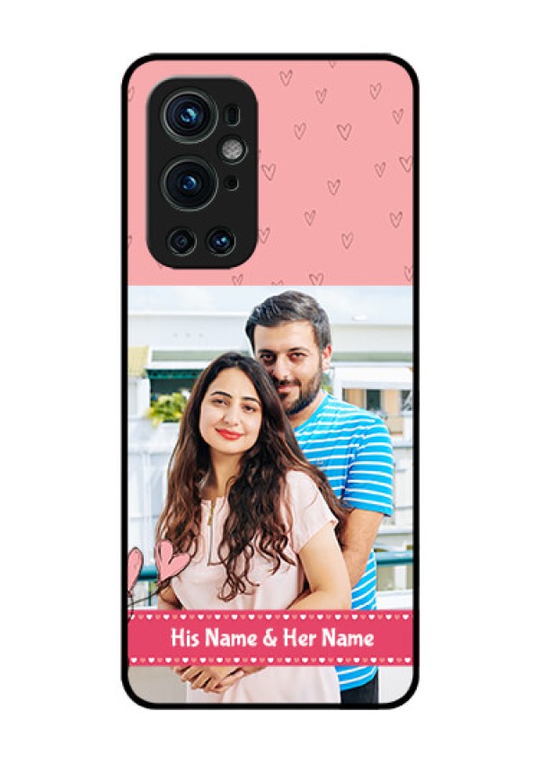 Oneplus 9 Pro 5G Personalized Glass Phone Case - Love Design Peach Color