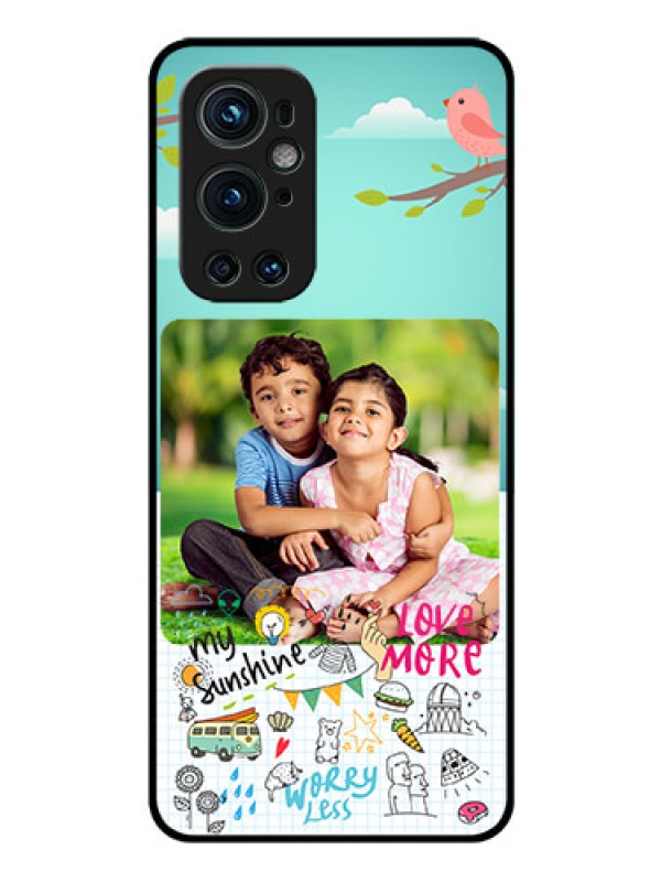 Custom Oneplus 9 Pro 5G Photo Printing on Glass Case - Doodle love Design