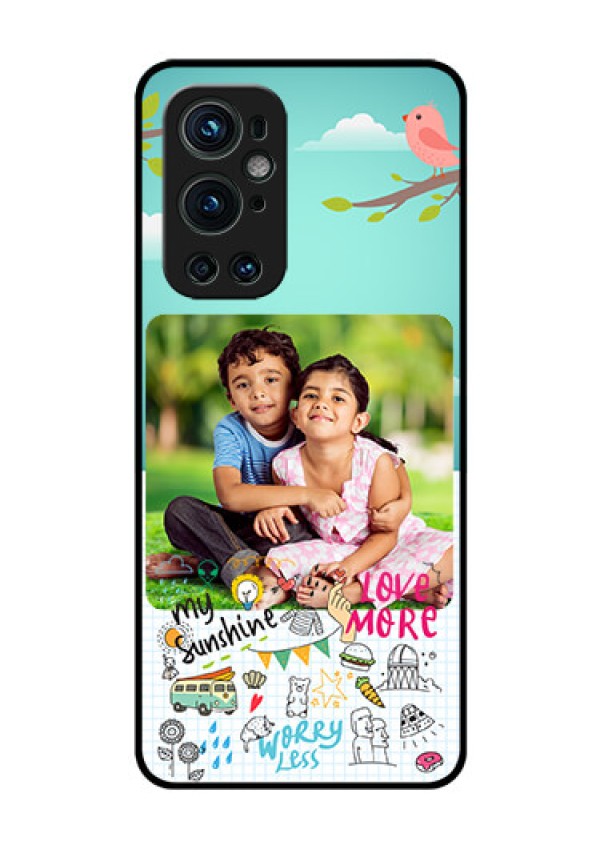 Oneplus 9 Pro 5G Photo Printing on Glass Case - Doodle love Design