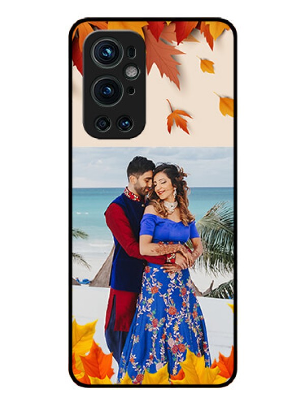 Custom Oneplus 9 Pro 5G Photo Printing on Glass Case - Autumn Maple Leaves Design