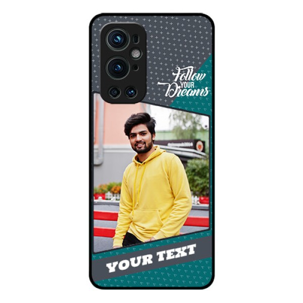 Oneplus 9 Pro 5G Personalized Glass Phone Case - Background Pattern Design with Quote