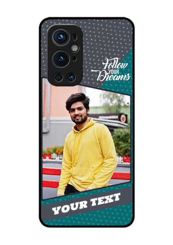 Oneplus 9 Pro 5G Personalized Glass Phone Case - Background Pattern Design with Quote