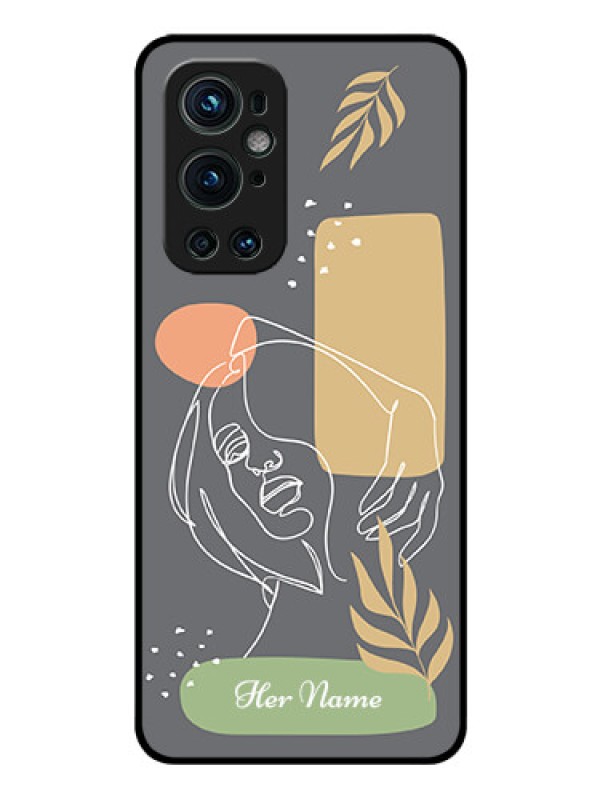 Custom OnePlus 9 Pro 5G Custom Glass Phone Case - Gazing Woman line art Design