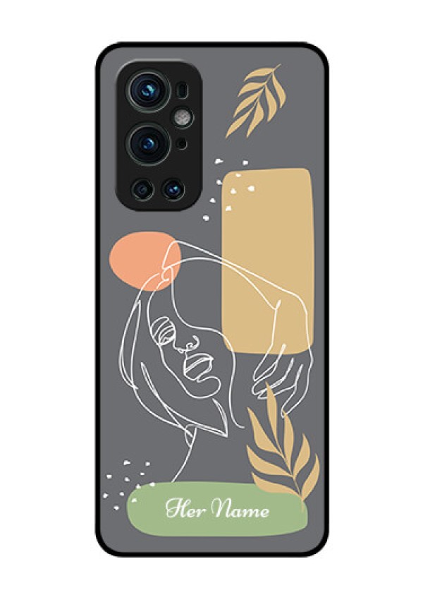 OnePlus 9 Pro 5G Custom Glass Phone Case - Gazing Woman line art Design