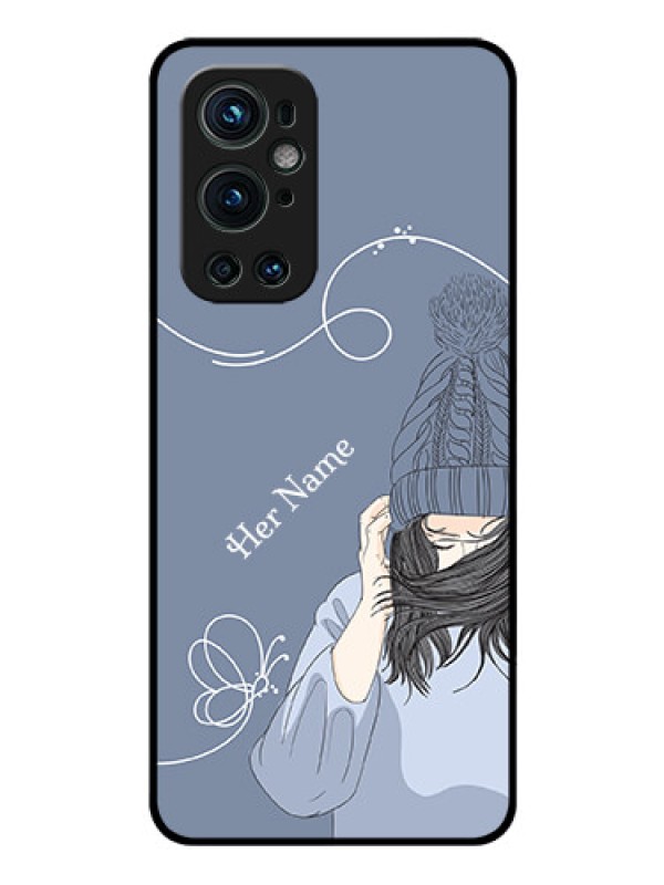 Custom OnePlus 9 Pro 5G Custom Glass Mobile Case - Girl in winter outfit Design