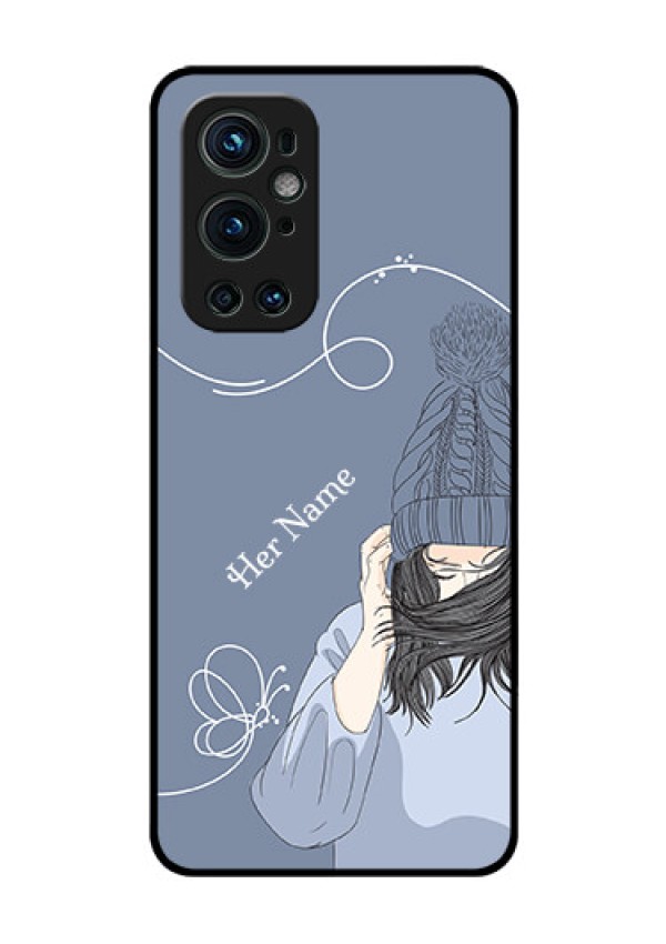 OnePlus 9 Pro 5G Custom Glass Mobile Case - Girl in winter outfit Design