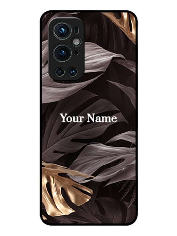 Custom OnePlus 9 Pro 5G Personalised Glass Phone Case - Wild Leaves digital paint Design