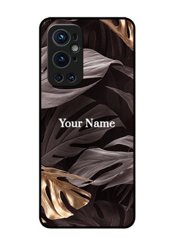 OnePlus 9 Pro 5G Personalised Glass Phone Case - Wild Leaves digital paint Design
