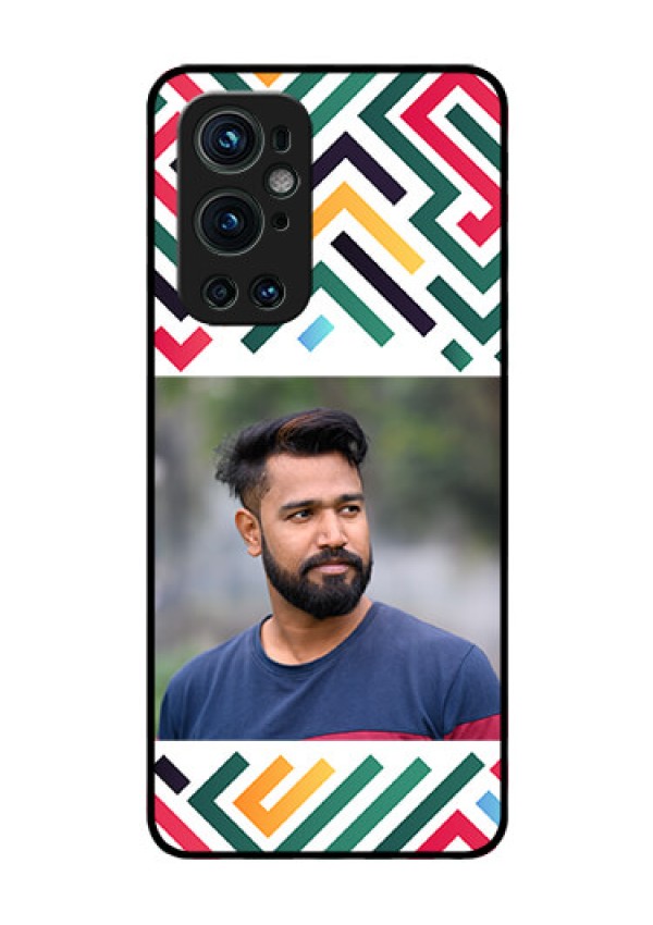 OnePlus 9 Pro 5G Personalized Glass Phone Case - Colorful Maze Pattern Design