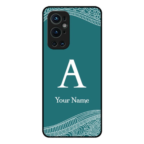 OnePlus 9 Pro 5G Personalized Glass Phone Case - line art pattern with custom name Design OnePlus 9 Pro 5G Personalized Glass Phone Case - line art pattern with custom name Design