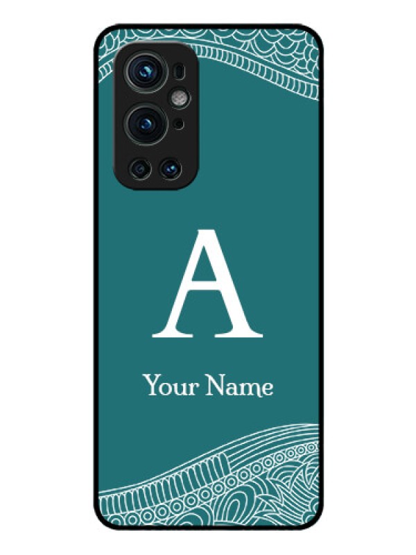 Custom OnePlus 9 Pro 5G Personalized Glass Phone Case - line art pattern with custom name Design