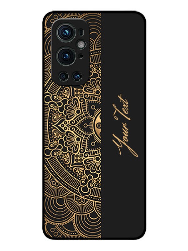 Custom OnePlus 9 Pro 5G Photo Printing on Glass Case - Mandala art with custom text Design