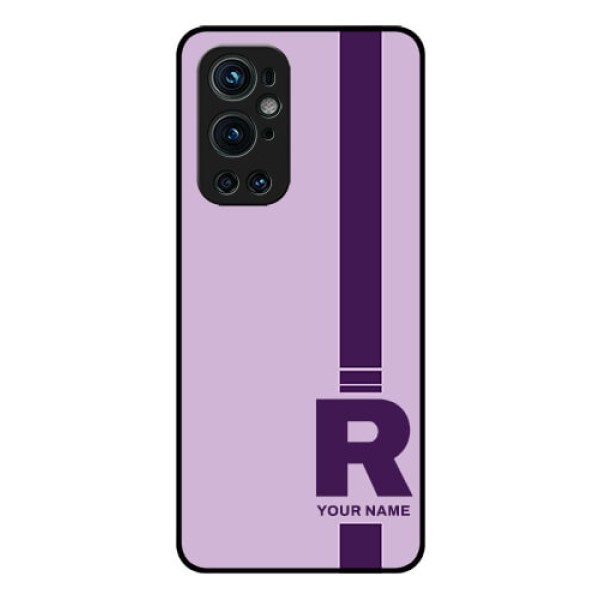OnePlus 9 Pro 5G Photo Printing on Glass Case - Simple dual tone stripe with name Design OnePlus 9 Pro 5G Photo Printing on Glass Case - Simple dual tone stripe with name Design