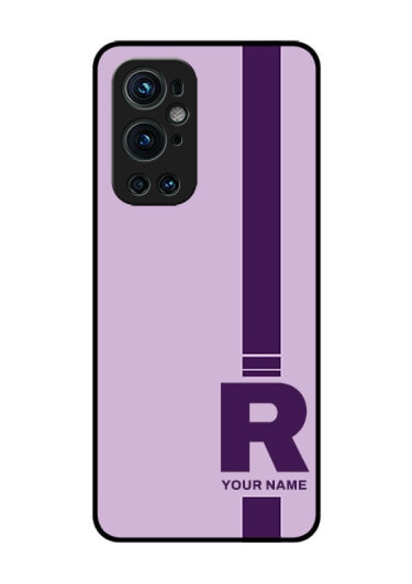 OnePlus 9 Pro 5G Photo Printing on Glass Case - Simple dual tone stripe with name Design
