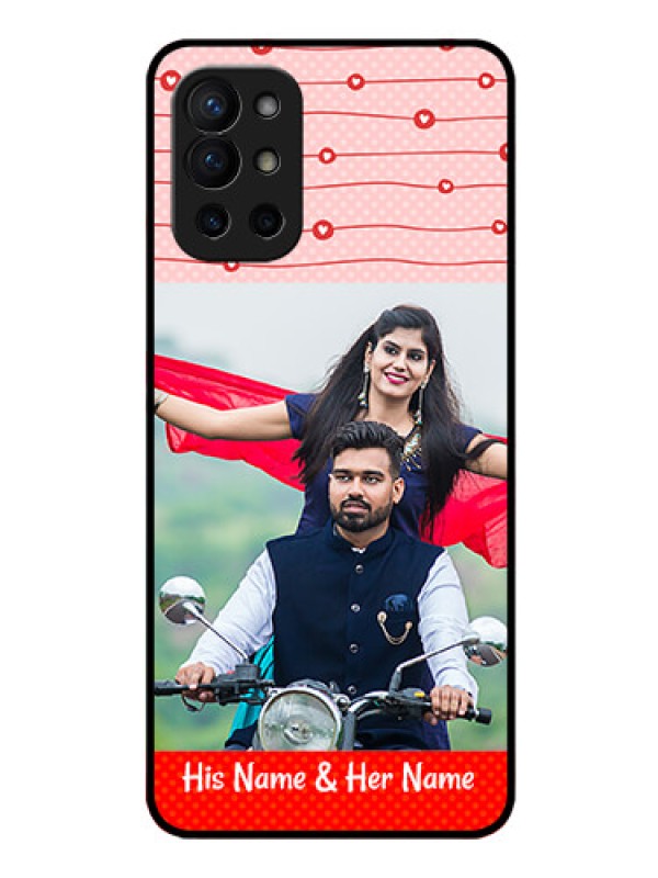 Custom Oneplus 9R 5G Personalized Glass Phone Case - Red Pattern Case Design