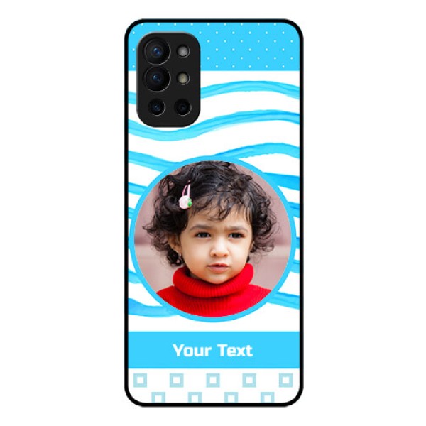 Oneplus 9R 5G Custom Glass Phone Case - Simple Blue Case Design Oneplus 9R 5G Custom Glass Phone Case - Simple Blue Case Design