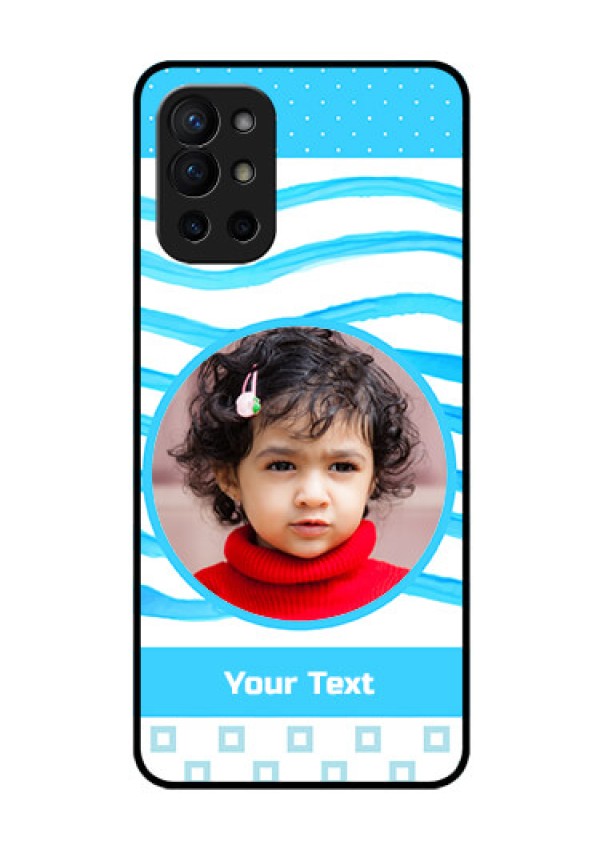 Oneplus 9R 5G Custom Glass Phone Case - Simple Blue Case Design