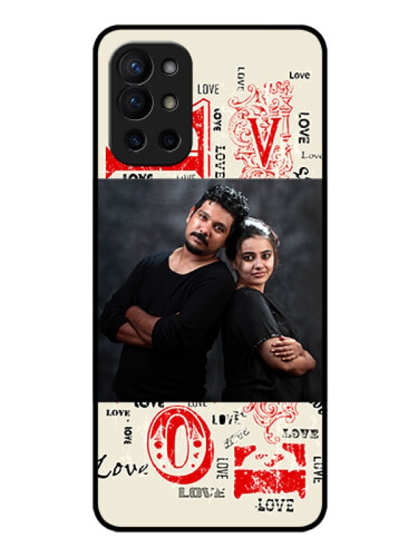 Custom Oneplus 9R 5G Photo Printing on Glass Case - Trendy Love Design Case