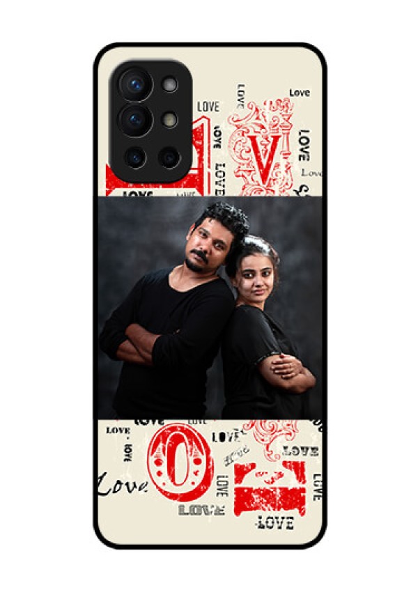 Oneplus 9R 5G Photo Printing on Glass Case - Trendy Love Design Case