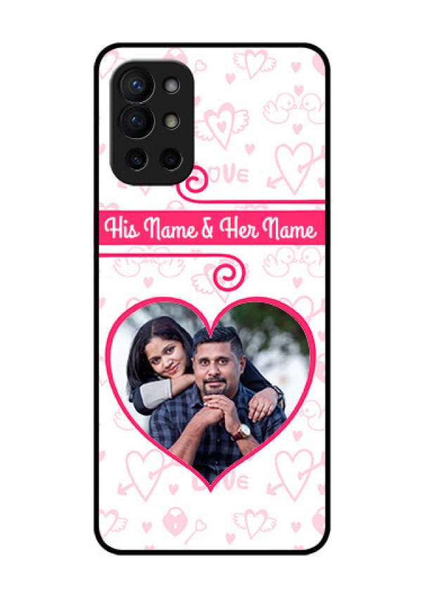 Oneplus 9R 5G Personalized Glass Phone Case - Heart Shape Love Design