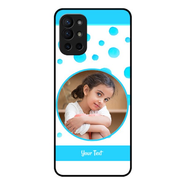 Oneplus 9R 5G Photo Printing on Glass Case - Blue Bubbles Pattern Design
