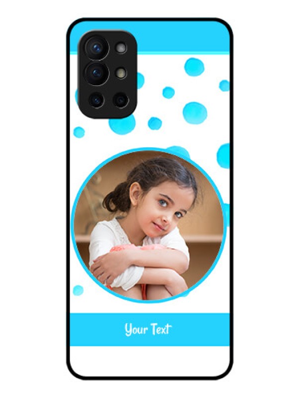 Custom Oneplus 9R 5G Photo Printing on Glass Case - Blue Bubbles Pattern Design