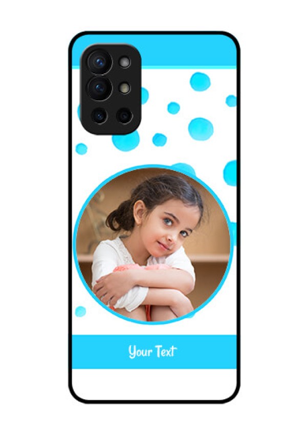 Oneplus 9R 5G Photo Printing on Glass Case - Blue Bubbles Pattern Design