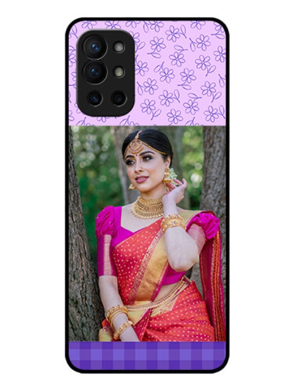 Custom Oneplus 9R 5G Custom Glass Phone Case - Purple Floral Design
