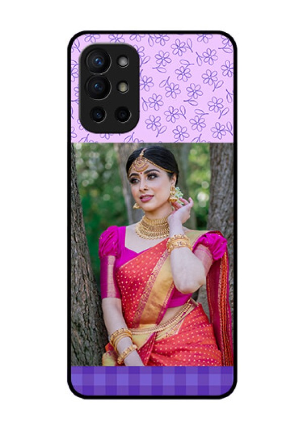 Oneplus 9R 5G Custom Glass Phone Case - Purple Floral Design