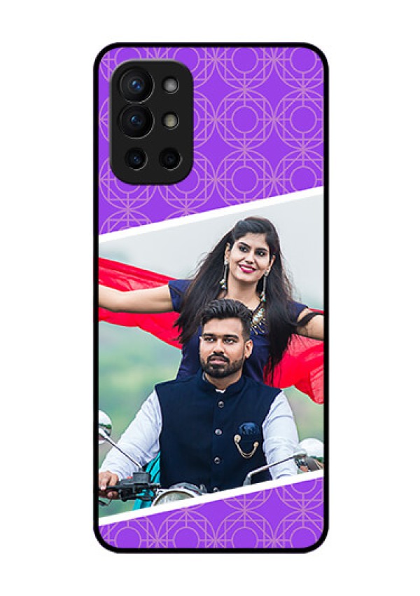 Oneplus 9R 5G Custom Glass Phone Case - Violet Pattern Design