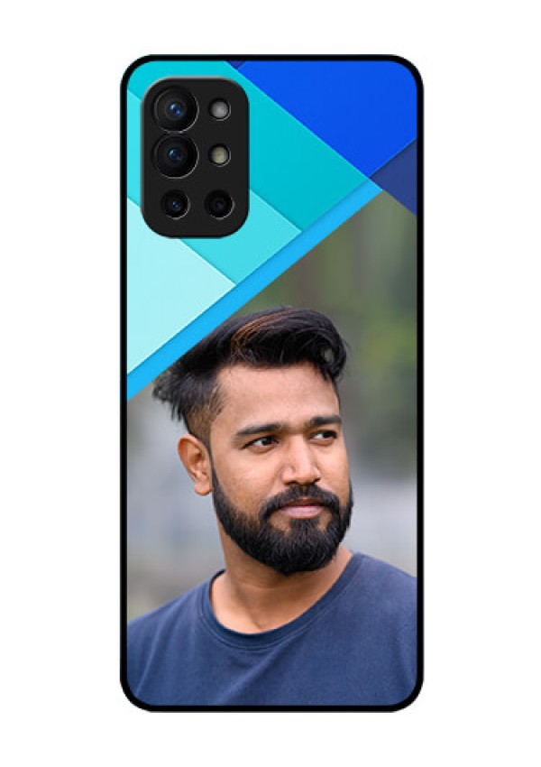 Oneplus 9R 5G Custom Glass Phone Case - Blue Pattern Design