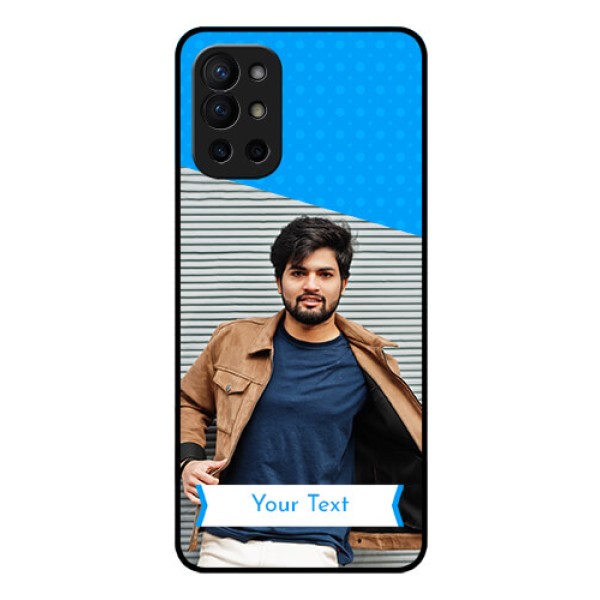 Oneplus 9R 5G Photo Printing on Glass Case - Simple Blue Color Design