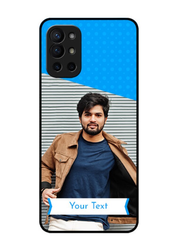 Oneplus 9R 5G Photo Printing on Glass Case - Simple Blue Color Design