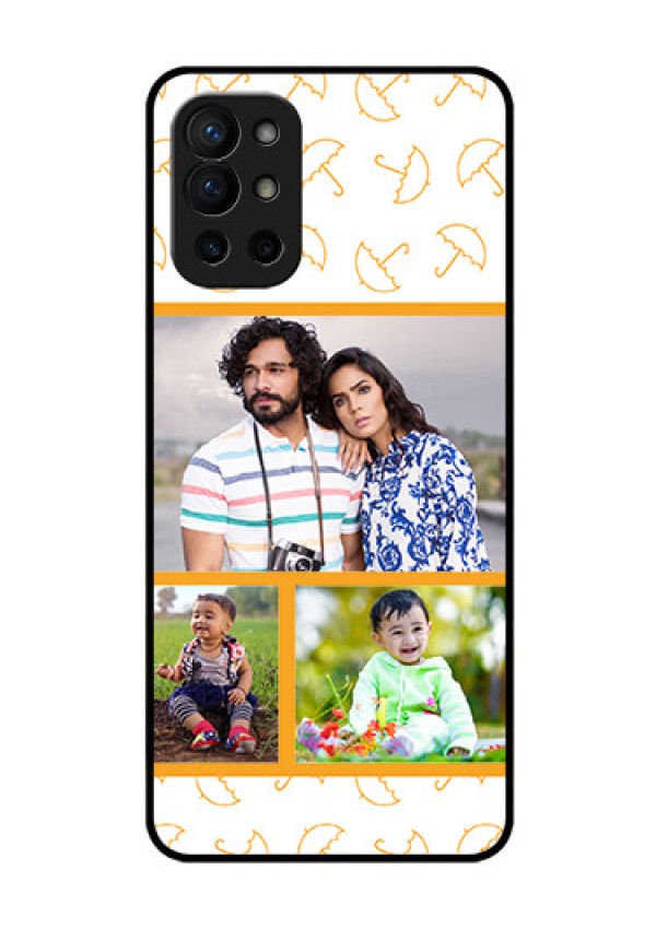 Oneplus 9R 5G Custom Glass Mobile Case - Yellow Pattern Design
