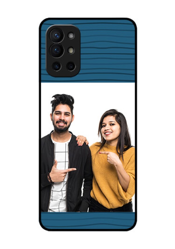 Oneplus 9R 5G Custom Glass Phone Case - Blue Pattern Cover Design