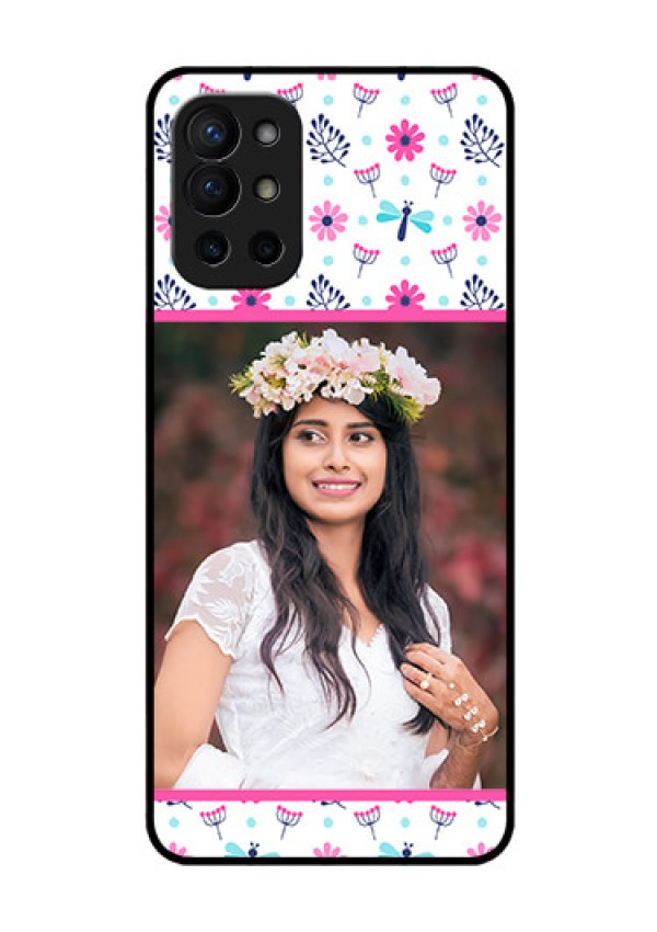 Oneplus 9R 5G Photo Printing on Glass Case - Colorful Flower Design