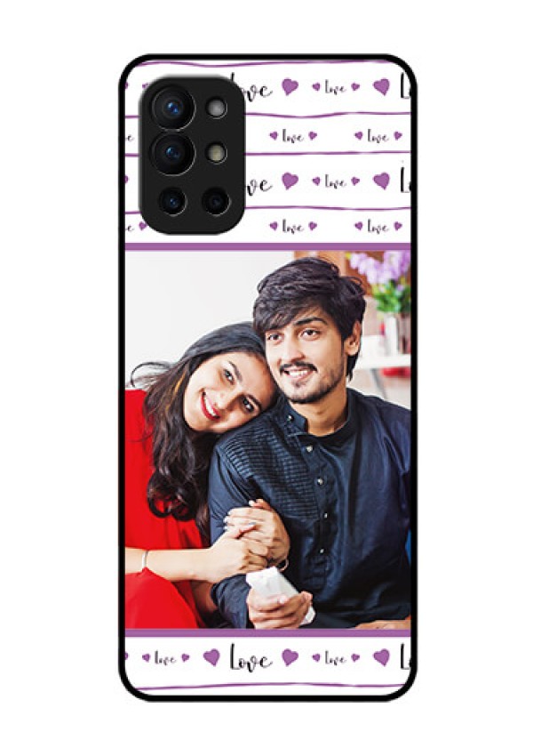 Oneplus 9R 5G Custom Glass Mobile Case - Couples Heart Design