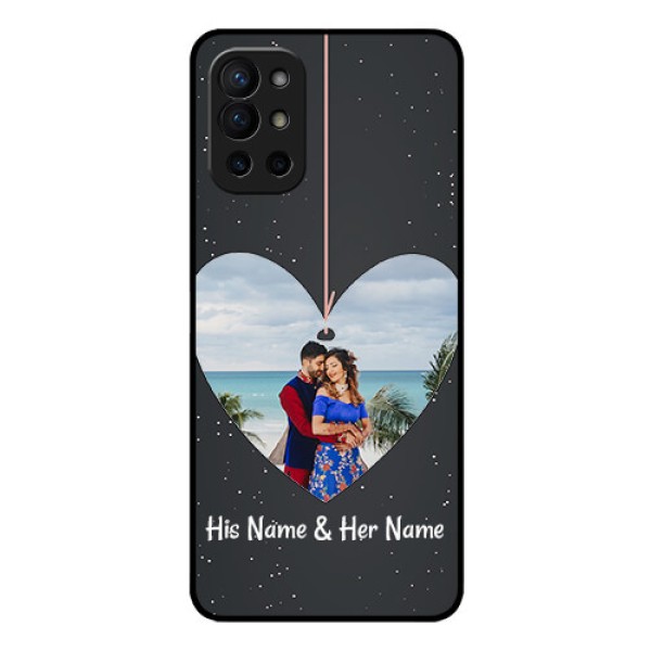 Oneplus 9R 5G Custom Glass Phone Case - Hanging Heart Design