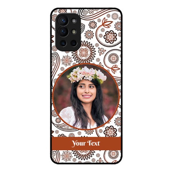 Oneplus 9R 5G Custom Glass Mobile Case - Abstract Floral Design 