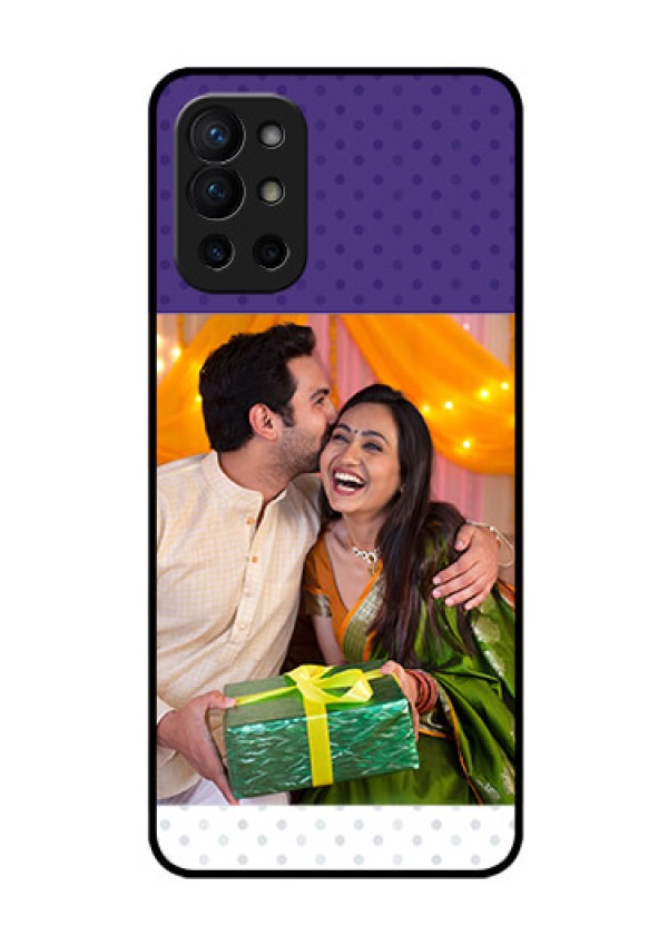 Oneplus 9R 5G Personalized Glass Phone Case - Violet Pattern Design