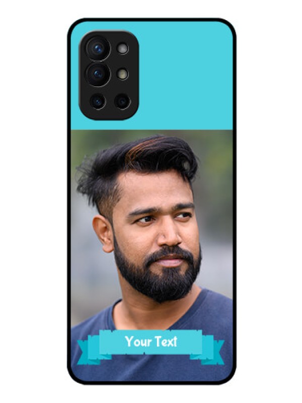 Custom Oneplus 9R 5G Personalized Glass Phone Case - Simple Blue Color Design