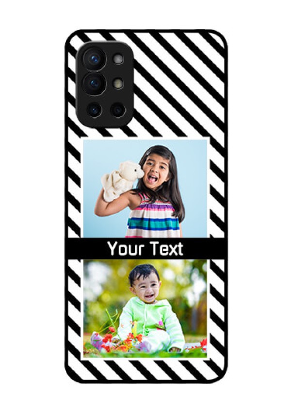 Oneplus 9R 5G Photo Printing on Glass Case - Black And White Stripes Design