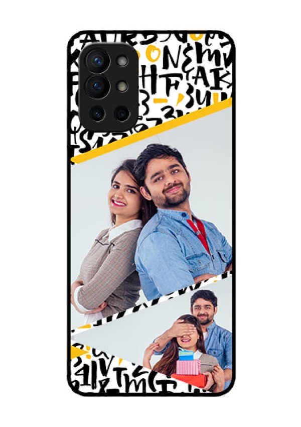 Oneplus 9R 5G Custom Glass Mobile Case - Letters Pattern Design