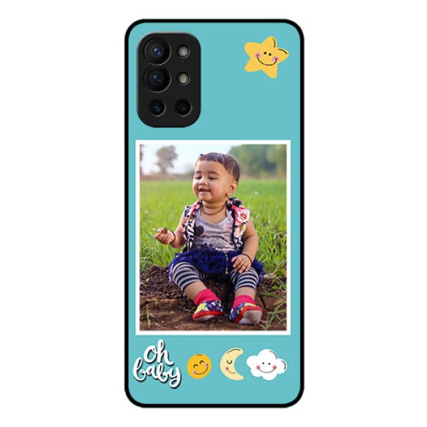 Oneplus 9R 5G Personalized Glass Phone Case - Smiley Kids Stars Design
