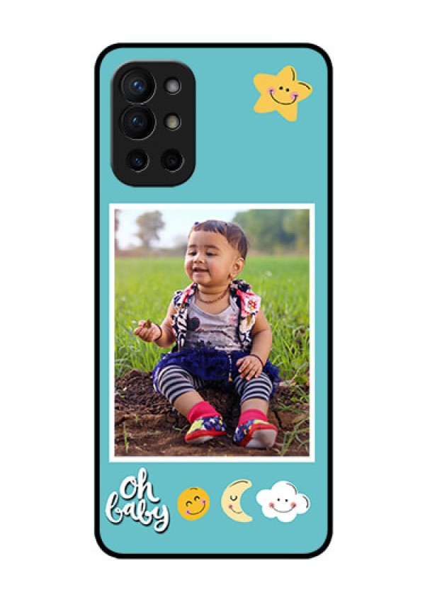 Oneplus 9R 5G Personalized Glass Phone Case - Smiley Kids Stars Design